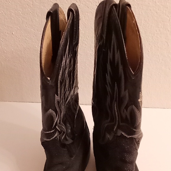 Vibram Leather Western Rodeo Festival Party Gothic Sz 8 Black-Cream-Gold Colors - Picture 6 of 11